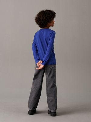 pigment blue long sleeve pocket t-shirt for boys calvin klein jeans