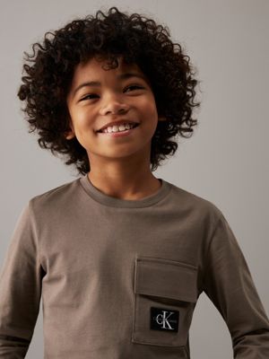 falcon long sleeve pocket t-shirt for boys calvin klein jeans