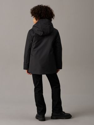 ck black technical hooded jacket for boys calvin klein jeans