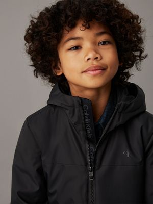 ck black technical hooded jacket for boys calvin klein jeans