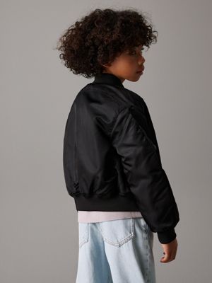 ck black boxy satin bomber jacket for boys calvin klein jeans