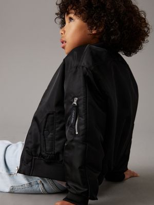 ck black boxy satin bomber jacket for boys calvin klein jeans