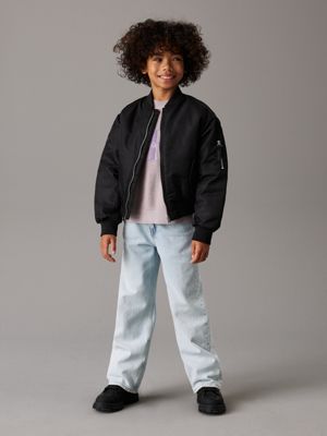 ck black boxy satin bomber jacket for boys calvin klein jeans