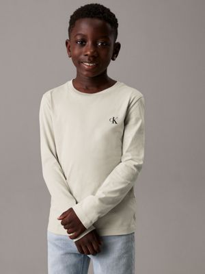turtledove / chateau gray 2 pack long sleeve t-shirts for boys calvin klein jeans