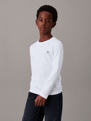 ck black / bright white 2 pack long sleeve t-shirts for boys calvin klein jeans