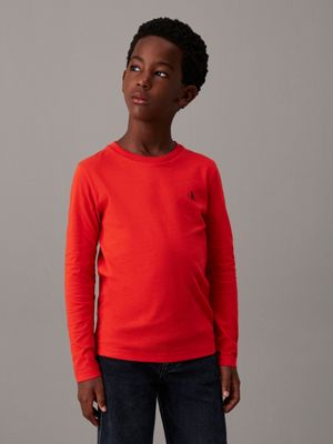 red 2 pack long sleeve t-shirts for boys calvin klein jeans