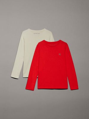 red 2 pack long sleeve t-shirts for boys calvin klein jeans