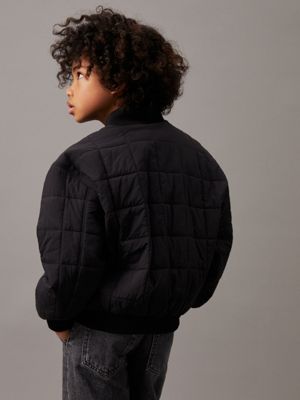 ck black boxy quilted bomber jacket for boys calvin klein jeans