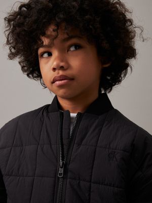 ck black boxy quilted bomber jacket for boys calvin klein jeans