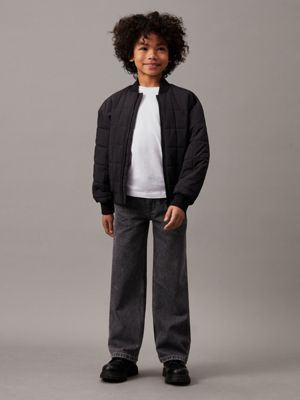 ck black boxy quilted bomber jacket for boys calvin klein jeans