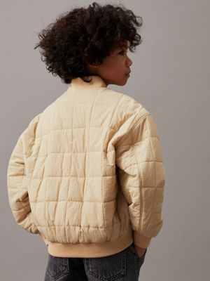 pale khaki boxy quilted bomber jacket for boys calvin klein jeans