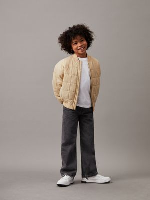 pale khaki boxy quilted bomber jacket for boys calvin klein jeans