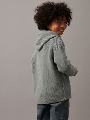 meteor green relaxed hooded jumper for boys calvin klein jeans