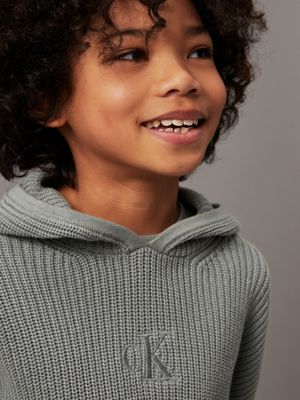 meteor green relaxed hooded jumper for boys calvin klein jeans