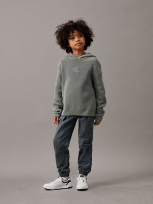 meteor green relaxed hooded jumper for boys calvin klein jeans