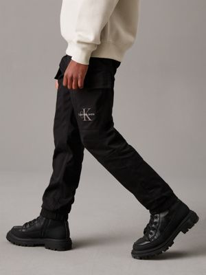 black woven cargo trousers for boys calvin klein jeans