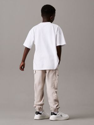 grey geweven cargobroek voor jongens - calvin klein jeans