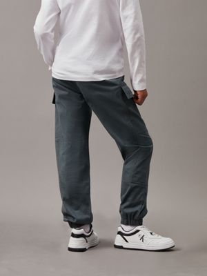 endless grey woven cargo trousers for boys calvin klein jeans