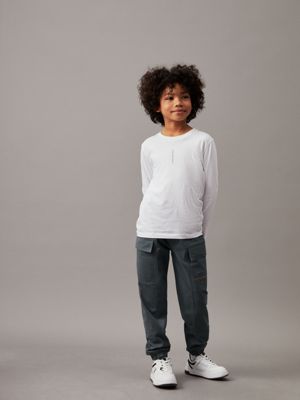 endless grey woven cargo trousers for boys calvin klein jeans