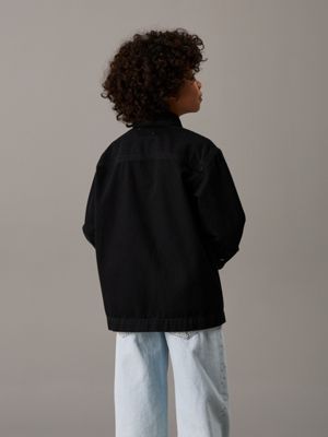 washed black rigid oversized denim shirt for boys calvin klein jeans