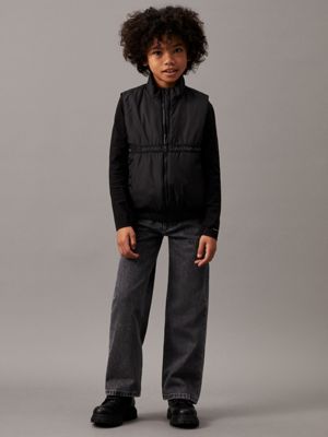 ck black boxy lightweight logo gilet for boys calvin klein jeans