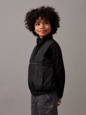 black boxy lightweight logo gilet for boys calvin klein jeans