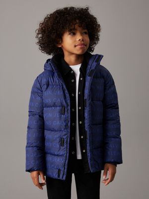 blue logo puffer jacket for boys calvin klein jeans