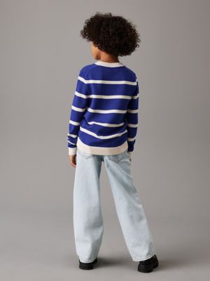 pigment blue / ivory stripes striped merino wool jumper for boys calvin klein jeans