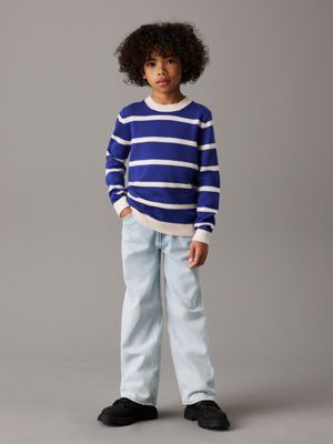 pigment blue / ivory stripes striped merino wool jumper for boys calvin klein jeans