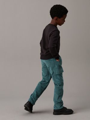 pantalon cargo en velours côtelé blue pour garçons calvin klein jeans