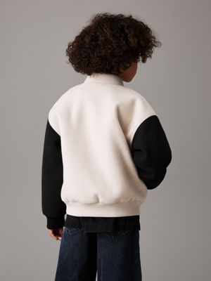 oatmeal heather varsity knit bomber jacket for boys calvin klein jeans