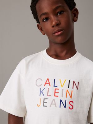 ivory relaxed logo t-shirt for boys calvin klein jeans