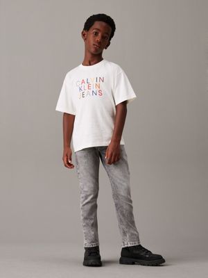 ivory relaxed logo t-shirt for boys calvin klein jeans