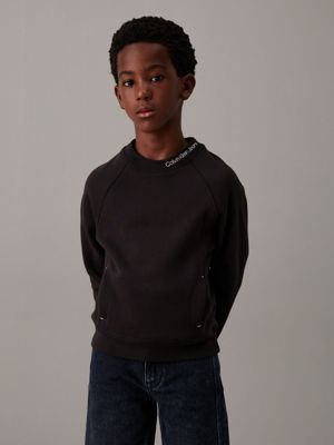 black fleece logo sweatshirt for boys calvin klein jeans