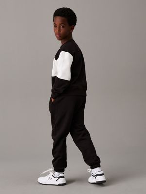 ck black colourblock fleece tracksuit for boys calvin klein jeans