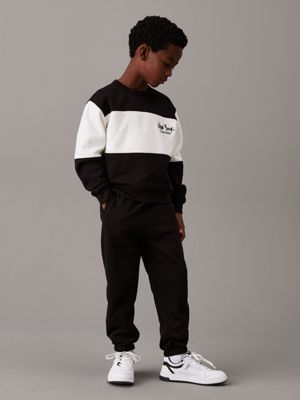 black colourblock fleece tracksuit for boys calvin klein jeans