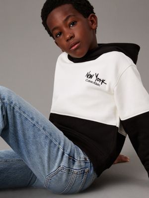 ck black relaxed colourblock hoodie for boys calvin klein jeans