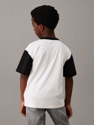 ivory oversized colourblock t-shirt for boys calvin klein jeans