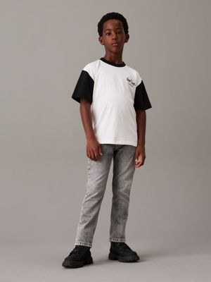 ivory oversized colourblock t-shirt for boys calvin klein jeans