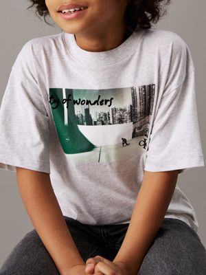 grey heather relaxed graphic t-shirt for boys calvin klein jeans