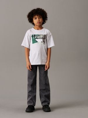 grey heather relaxed graphic t-shirt for boys calvin klein jeans