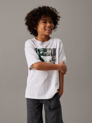 grey relaxed graphic t-shirt for boys calvin klein jeans