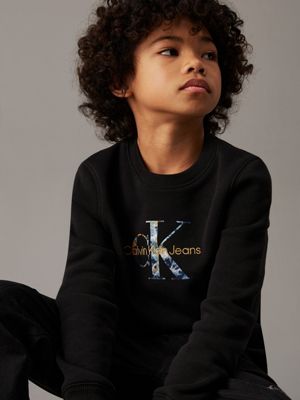 ck black fleece logo sweatshirt for boys calvin klein jeans