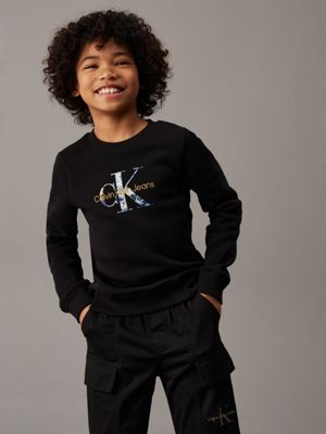 black fleece logo sweatshirt for boys calvin klein jeans