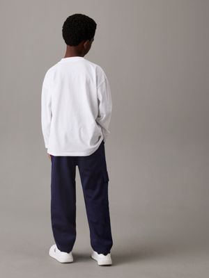 pantalon skateur cargo relaxed blue pour garçons calvin klein jeans