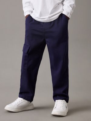 navy relaxed skater cargo trousers for boys calvin klein jeans