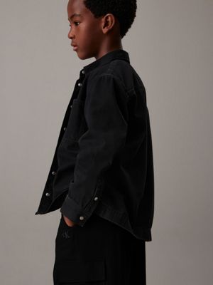pantaloni da tuta da skater a gamba larga ck black da bambini calvin klein jeans