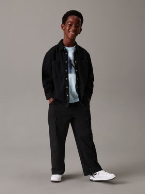 pantaloni da tuta da skater a gamba larga ck black da bambini calvin klein jeans