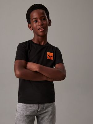 black logo t-shirt for boys calvin klein jeans