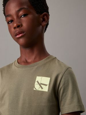 dusty olive logo t-shirt for boys calvin klein jeans